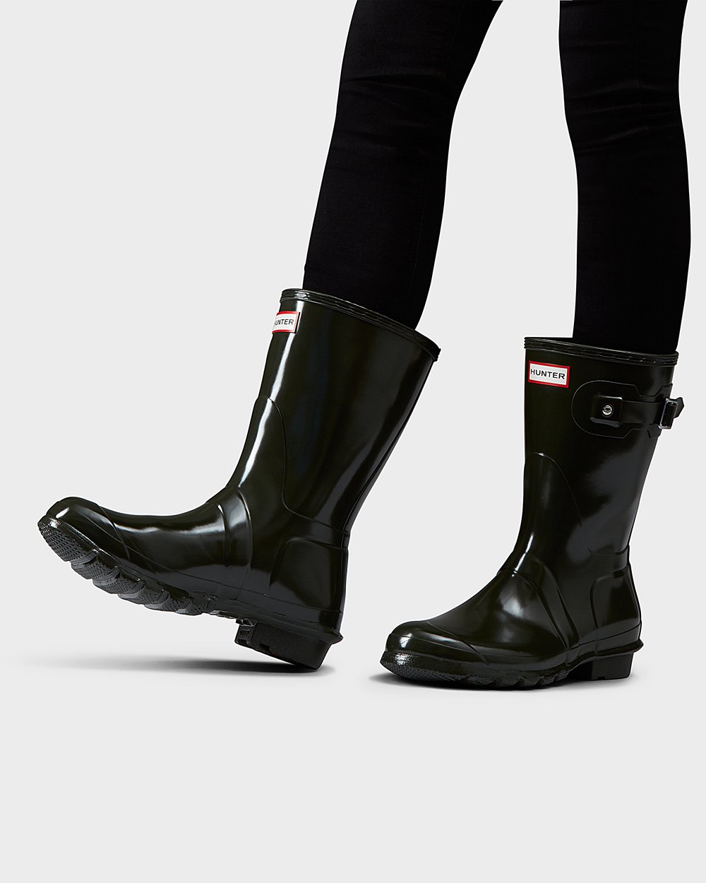 Hunter Kısa Yağmur Çizmesi Bayan Koyu Zeytin Yeşili - Original Gloss - Türkiye PD3710528